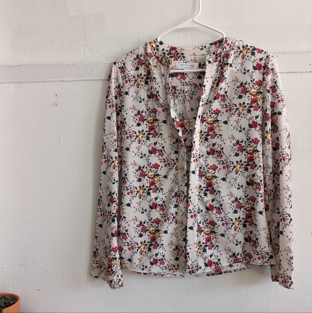 Derek Lam V-Neck Floral Blouse XS